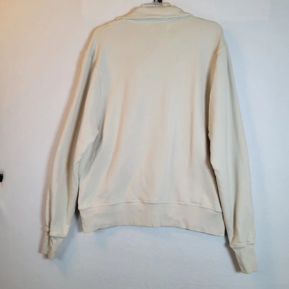 Les Tien Mens Pullover Fleece Cotton Pullover Sweater Size Large White Preppy